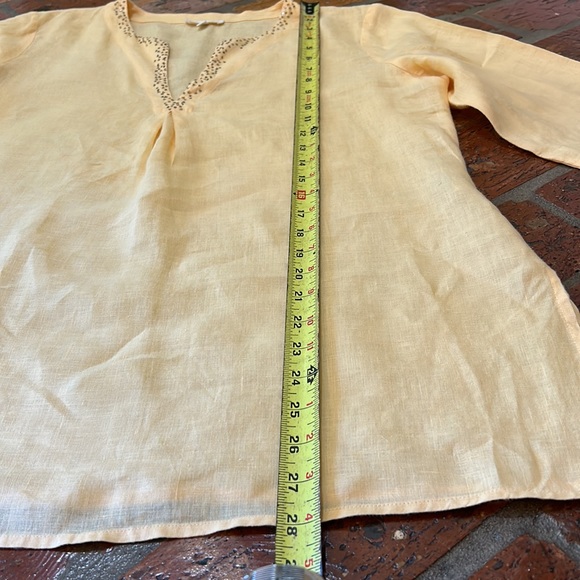 Eileen Fisher Irish linen sequin trim split-neck tunic szM - Picture 10 of 15